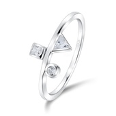 Geometric Shapes With CZ Stone Silver Ring NSR-4028
